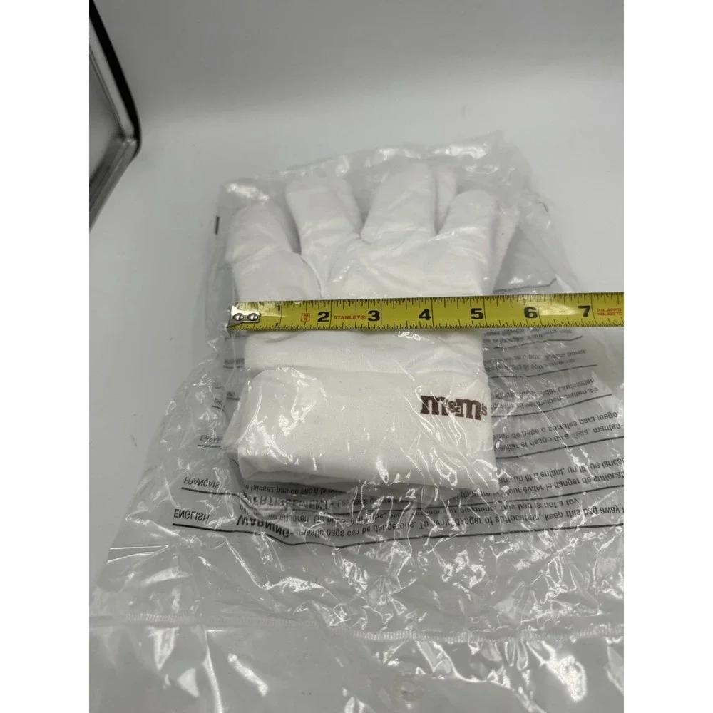 One Size M&M White Costume Gloves NEW IN PACKAGING